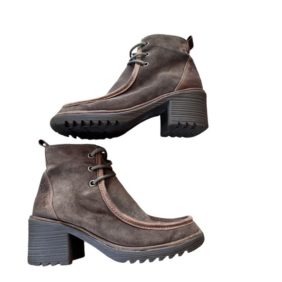Fly London Boots Women Size 40 Brown Suede Leather Ankle Booties Outdoor - Picture 4 of 7